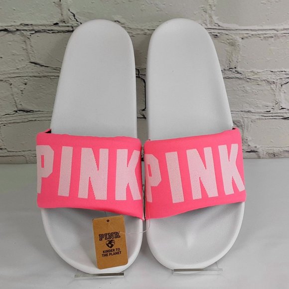 PINK Victoria's Secret Shoes - VICTORIA'S SECRET 'PINK' LOGO SLIDE SANDALS